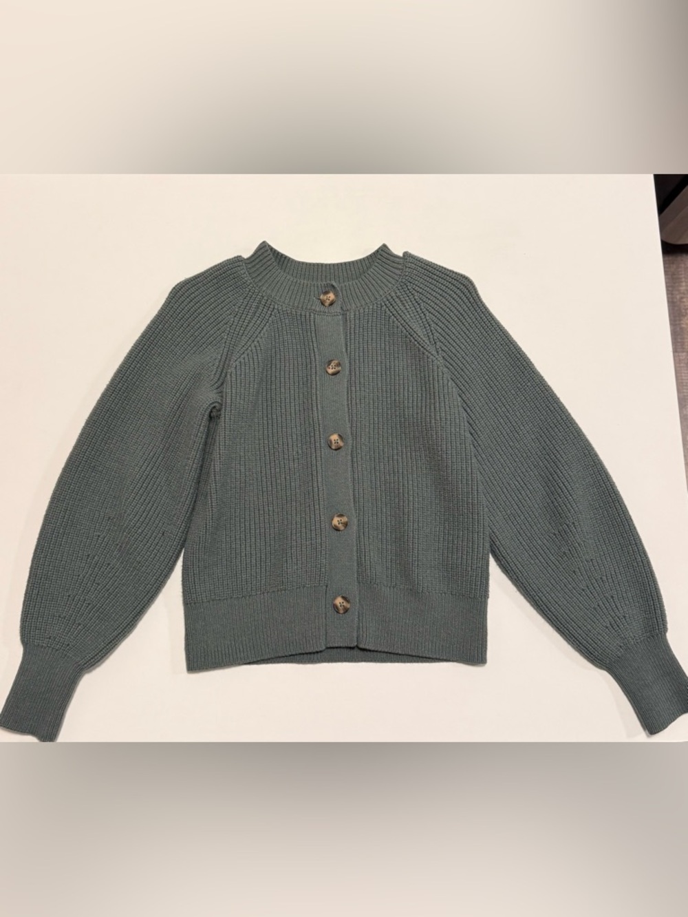 Banana Republic Ribbed Button-Front Cardigan - Slate Green